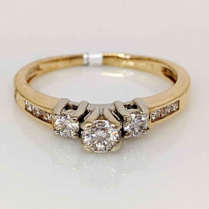 14K .37 CARAT TOTAL WEIGHT I1 J DIAMOND ROUND (9) TRINITY ESTATE RING 2.8 GRAMS