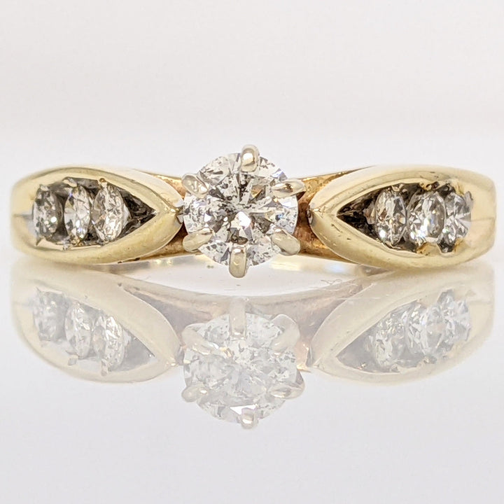 14K .39 CARAT TOTAL WEIGHT I1 I DIAMOND ROUND (7) ESTATE RING 2.6 GRAMS