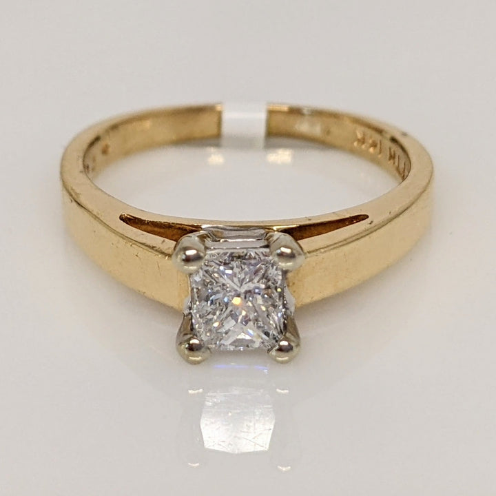 14K .54 CARAT TOTAL I1 E DIAMOND PRINCESS CUT SOLITAIRE ESTATE RING 2.7 GRAMS