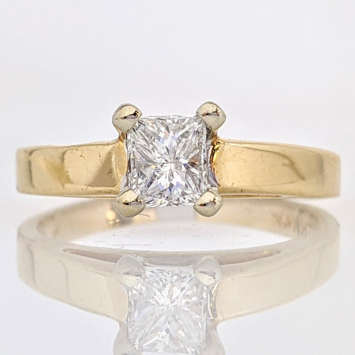14K .54 CARAT TOTAL I1 E DIAMOND PRINCESS CUT SOLITAIRE ESTATE RING 2.7 GRAMS