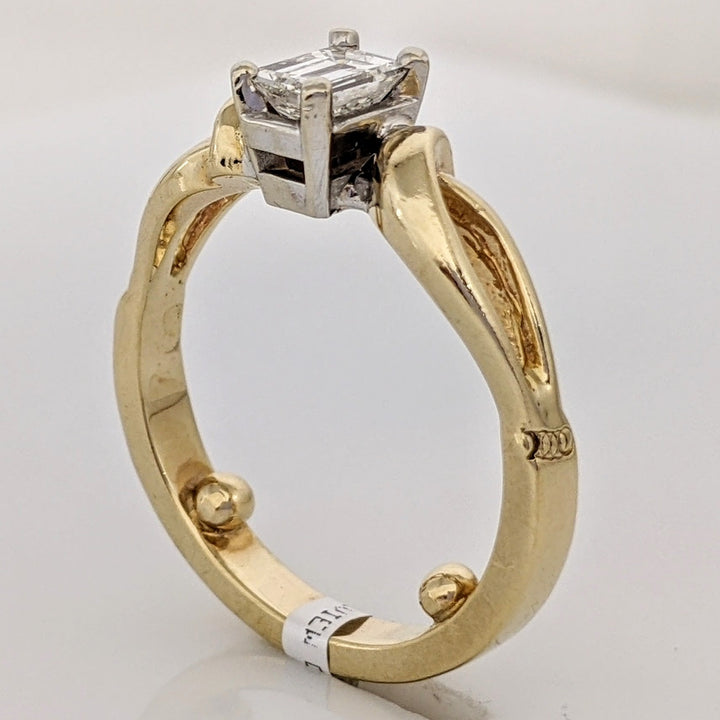 14K .50 CARAT TOTAL VS2 I DIAMOND EMERALD CUT SOLITAIRE ESTATE RING 5.3 GRAMS