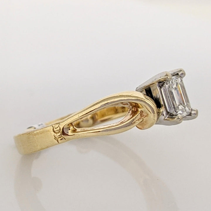 14K .50 CARAT TOTAL VS2 I DIAMOND EMERALD CUT SOLITAIRE ESTATE RING 5.3 GRAMS