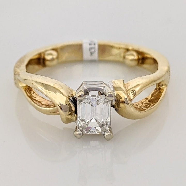 14K .50 CARAT TOTAL VS2 I DIAMOND EMERALD CUT SOLITAIRE ESTATE RING 5.3 GRAMS
