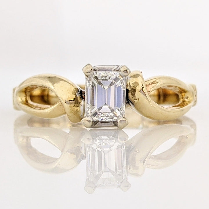 14K .50 CARAT TOTAL VS2 I DIAMOND EMERALD CUT SOLITAIRE ESTATE RING 5.3 GRAMS