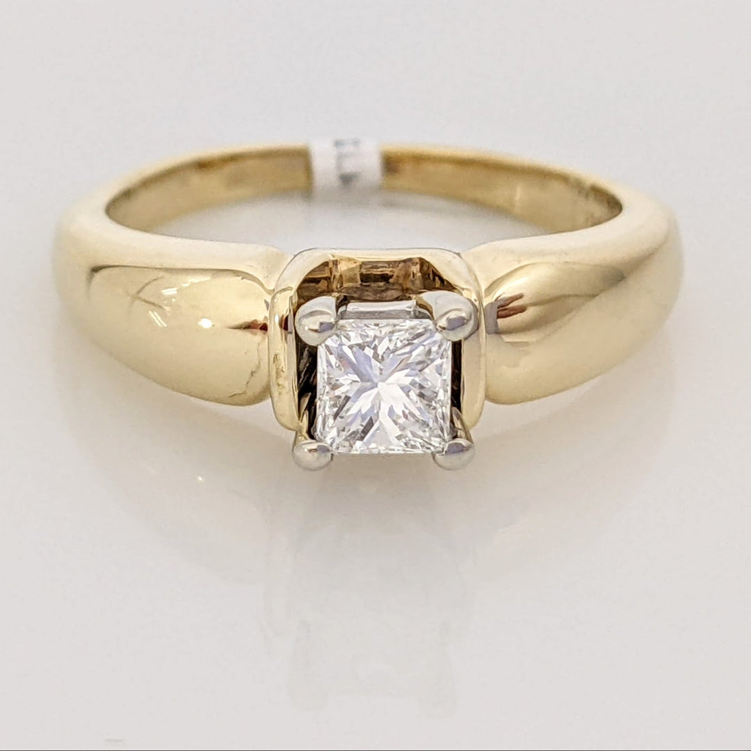 14K .36 CARAT TOTAL VS2 F DIAMOND PRINCESS CUT SOLITAIRE ESTATE RING 4.1 GRAMS