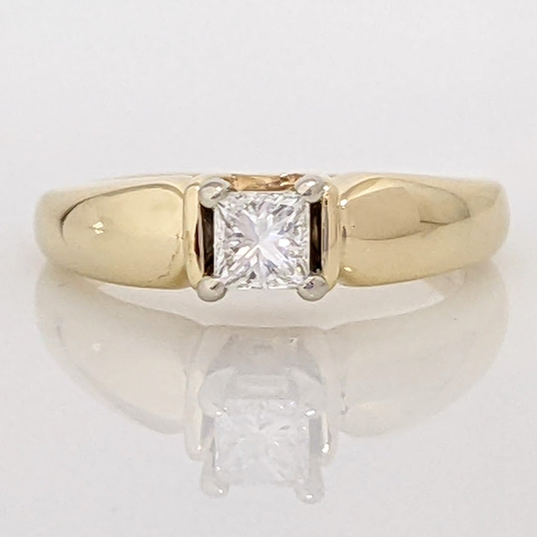 14K .36 CARAT TOTAL VS2 F DIAMOND PRINCESS CUT SOLITAIRE ESTATE RING 4.1 GRAMS