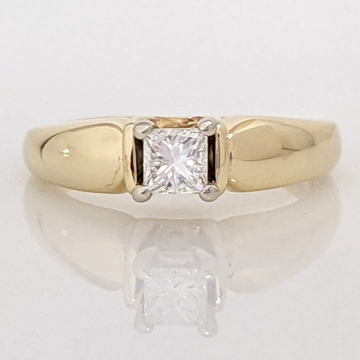 14K .36 CARAT TOTAL VS2 F DIAMOND PRINCESS CUT SOLITAIRE ESTATE RING 4.1 GRAMS