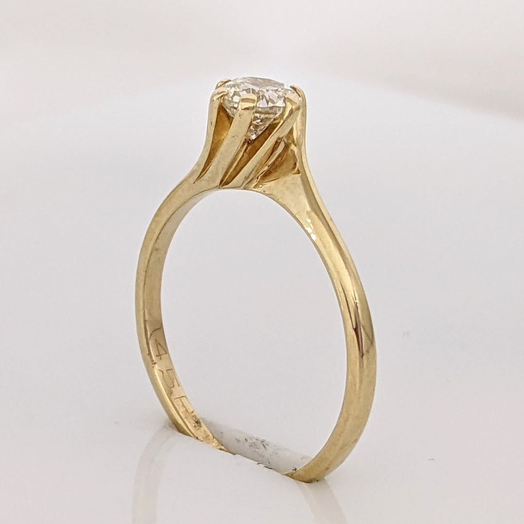14K .45 CARAT TOTAL SI2 I DIAMOND ROUND SWIRL TOP SOLITAIRE ESTATE RING