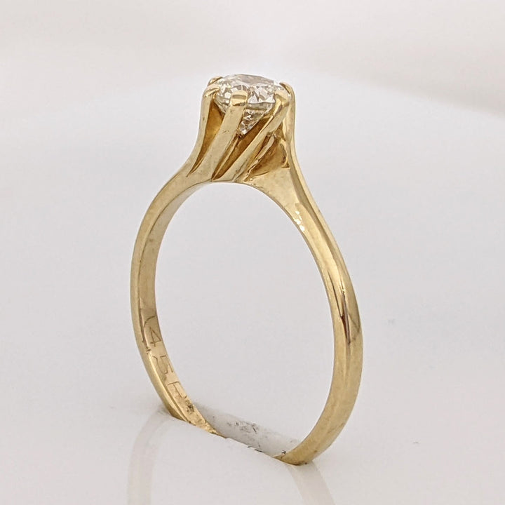14K .45 CARAT TOTAL SI2 I DIAMOND ROUND SWIRL TOP SOLITAIRE ESTATE RING