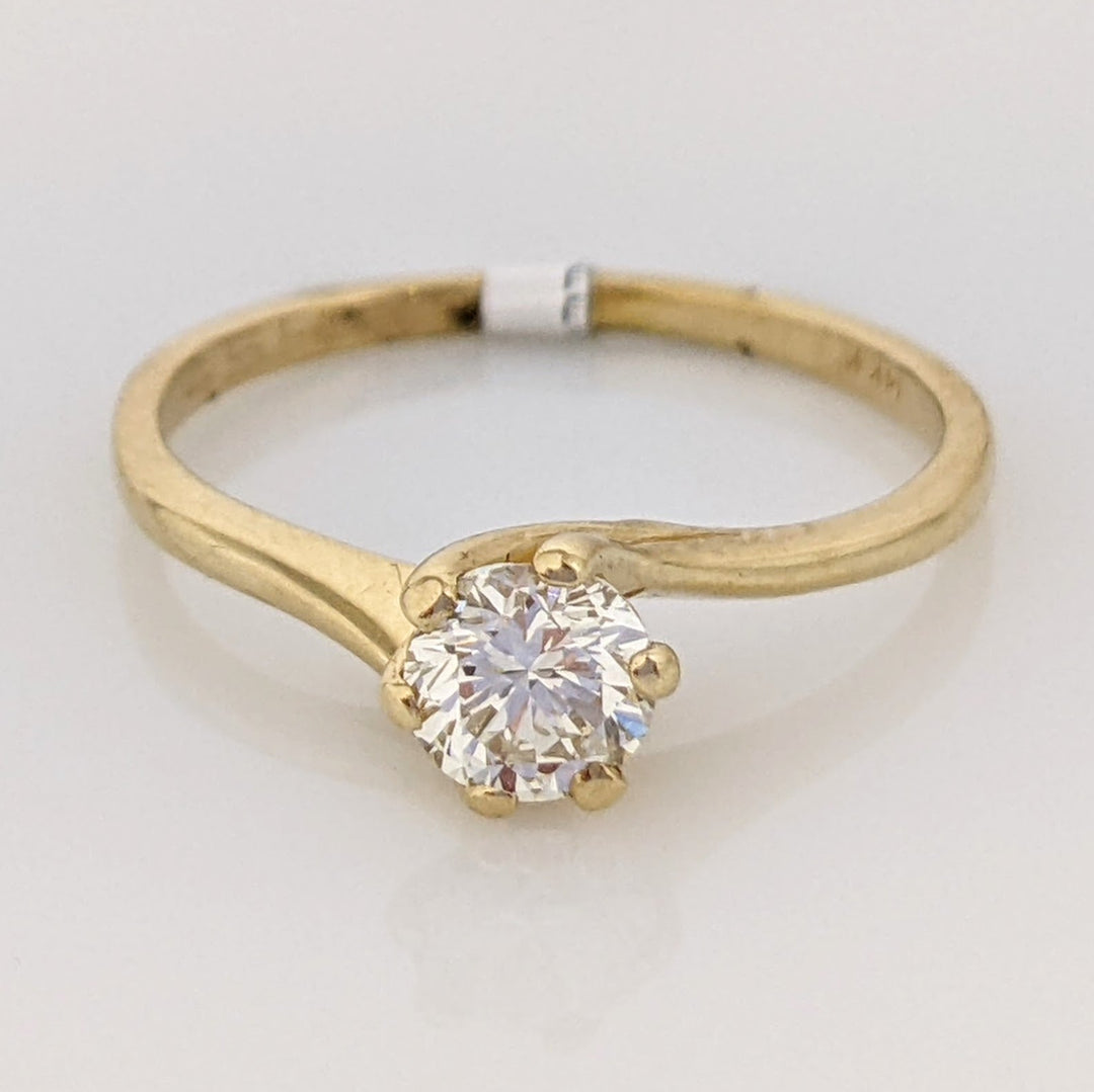 14K .45 CARAT TOTAL SI2 I DIAMOND ROUND SWIRL TOP SOLITAIRE ESTATE RING