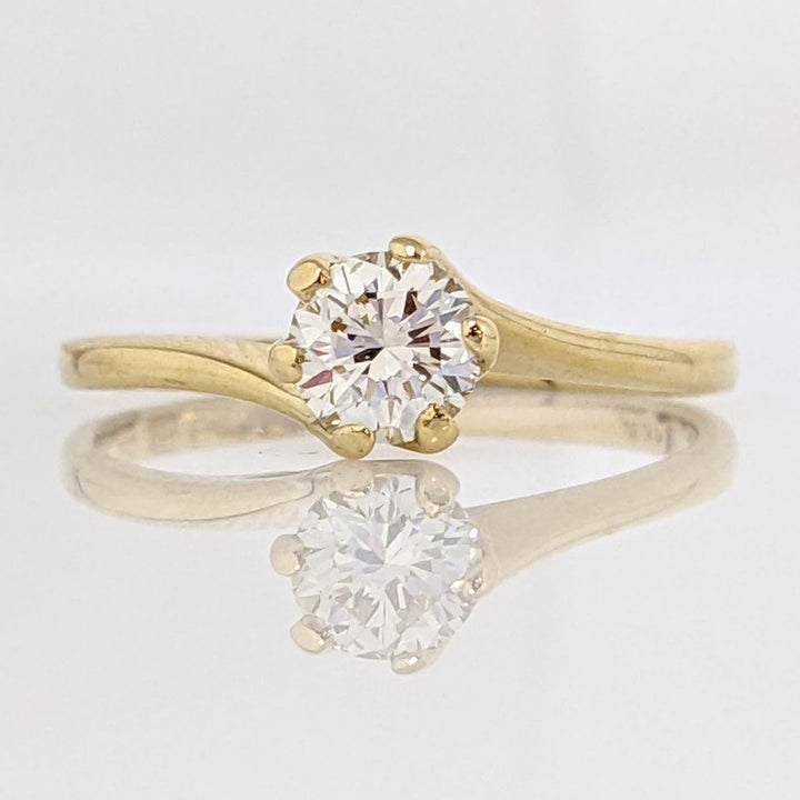 14K .45 CARAT TOTAL SI2 I DIAMOND ROUND SWIRL TOP SOLITAIRE ESTATE RING