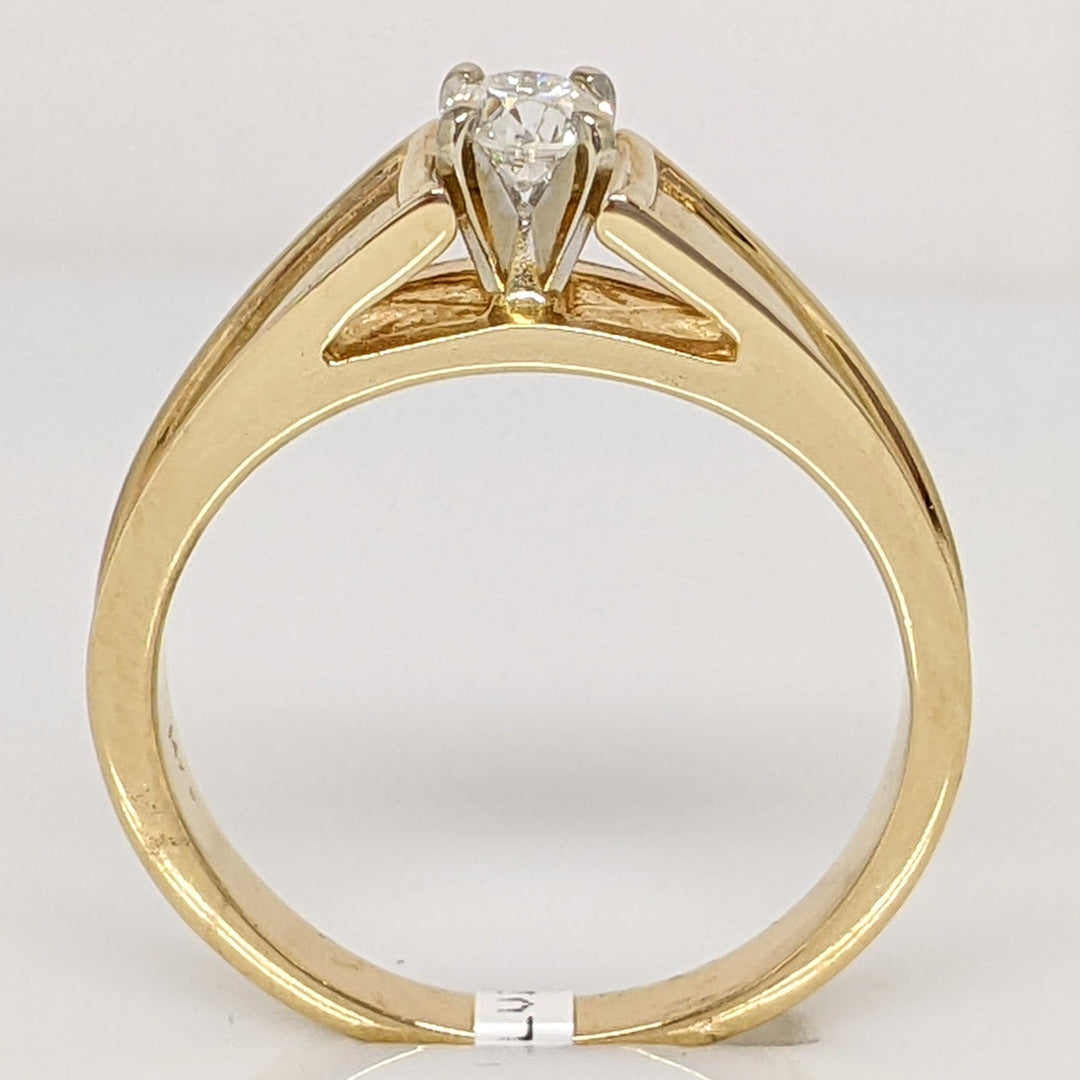 14K .21 CARAT TOTAL SI2 H DIAMOND ROUND RAISED SHANK SOLITAIRE ESTATE RING 3.7 GRAMS