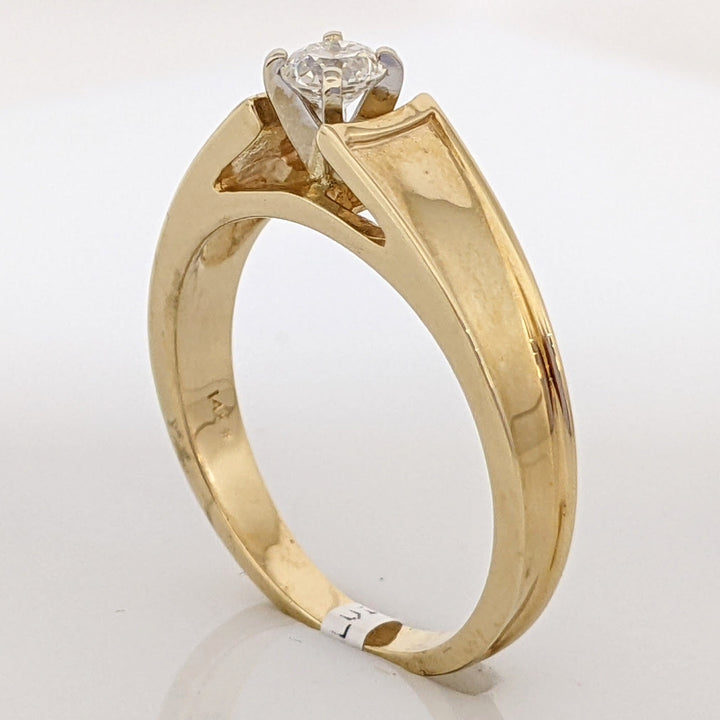 14K .21 CARAT TOTAL SI2 H DIAMOND ROUND RAISED SHANK SOLITAIRE ESTATE RING 3.7 GRAMS