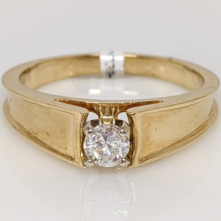 14K .21 CARAT TOTAL SI2 H DIAMOND ROUND RAISED SHANK SOLITAIRE ESTATE RING 3.7 GRAMS