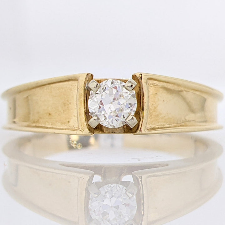14K .21 CARAT TOTAL SI2 H DIAMOND ROUND RAISED SHANK SOLITAIRE ESTATE RING 3.7 GRAMS