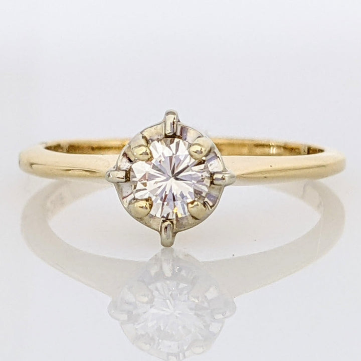 14K .30 CARAT TOTAL VVS2 H DIAMOND ROUND ILLUSION HEAD SOLITAIRE ESTATE RING 2.0 GRAMS