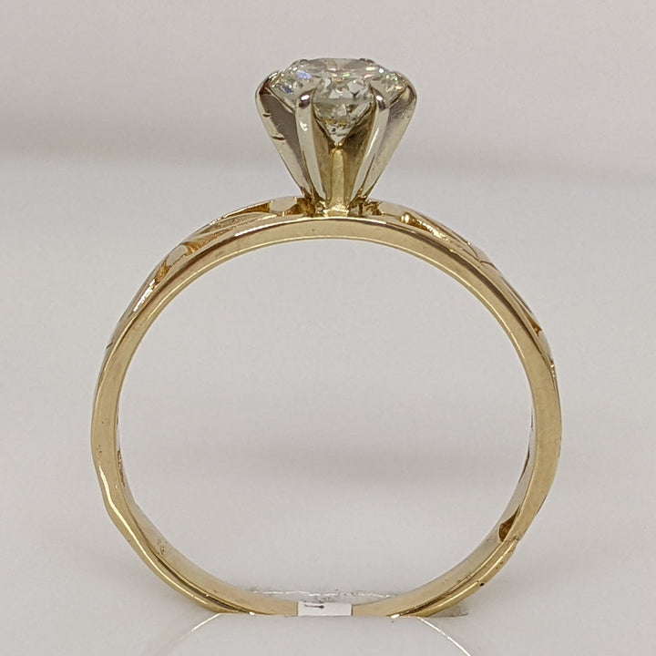 14K .60 CARAT TOTAL I1 K DIAMOND ROUND FANCY SHANK ESTATE RING 2.1 GRAMS