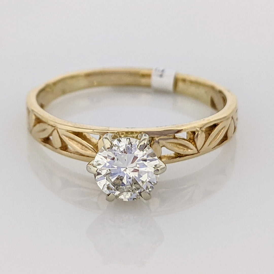 14K .60 CARAT TOTAL I1 K DIAMOND ROUND FANCY SHANK ESTATE RING 2.1 GRAMS