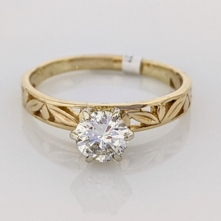 14K .60 CARAT TOTAL I1 K DIAMOND ROUND FANCY SHANK ESTATE RING 2.1 GRAMS