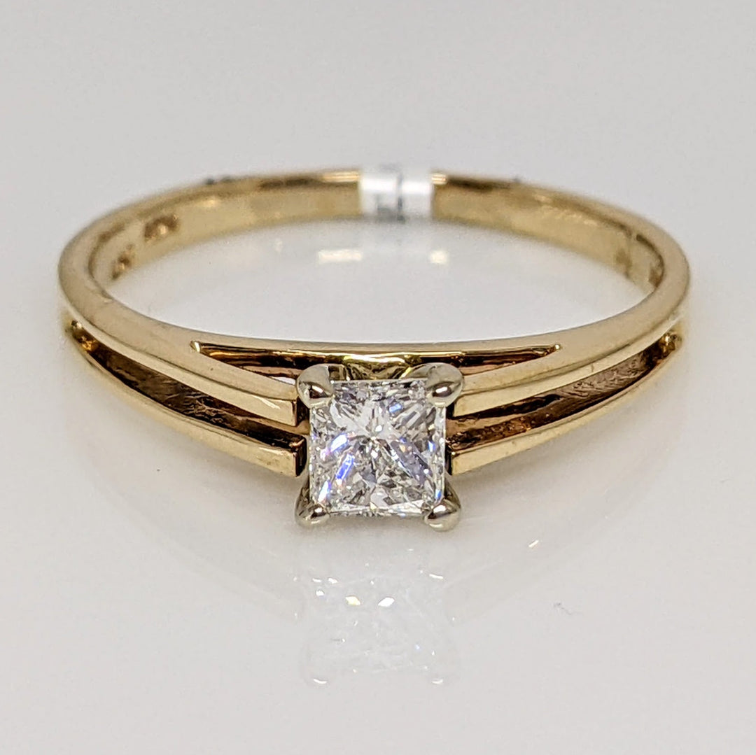 14K .32CT SI1 G DIAMOND PRINCESS CUT ESTATE RING 2.1 GRAMS