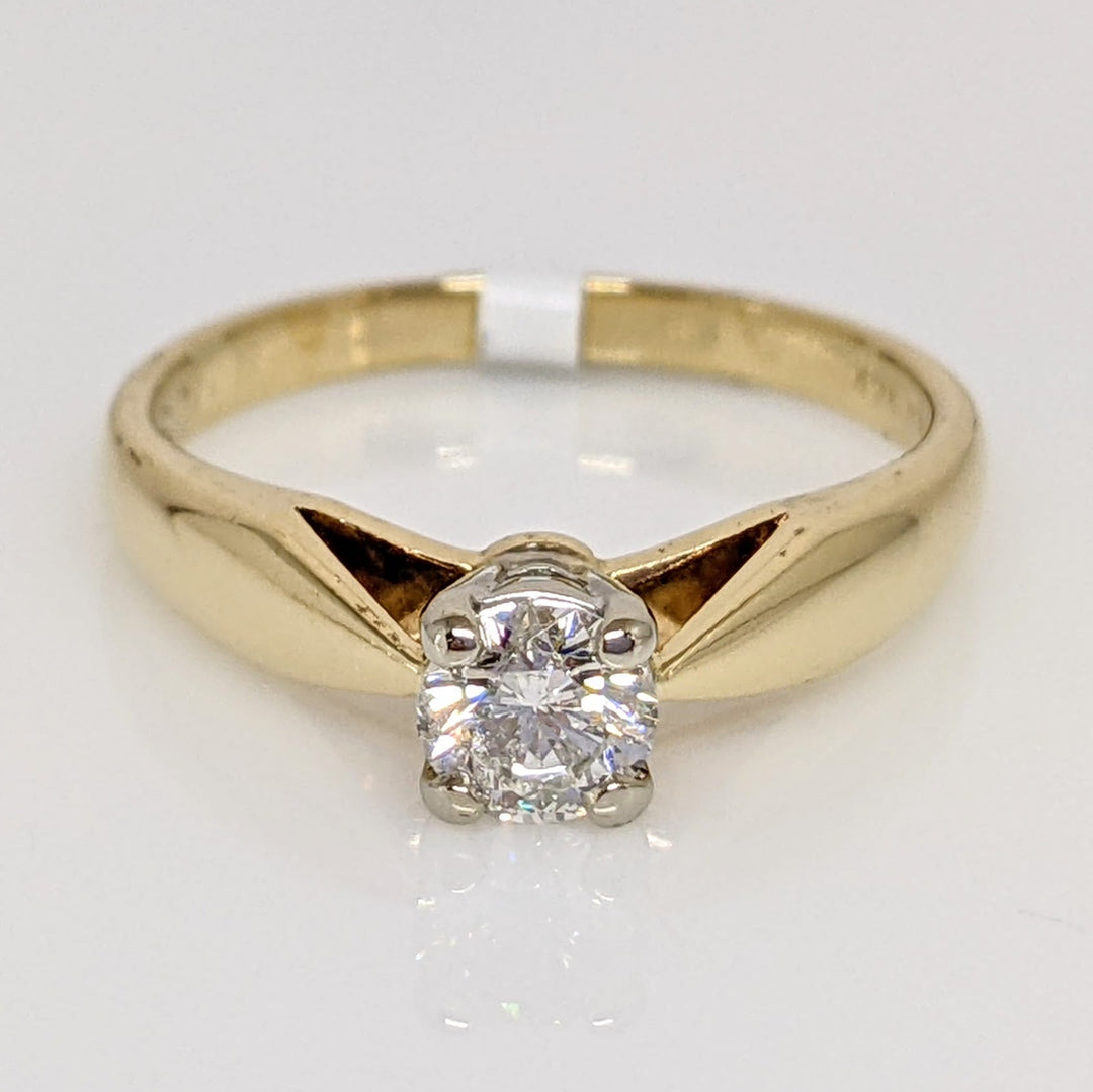 14K .38 CARAT TOTAL I1 H DIAMOND ROUND RAISED SHANK SOLITAIRE ESTATE RING 2.9 GRAMS