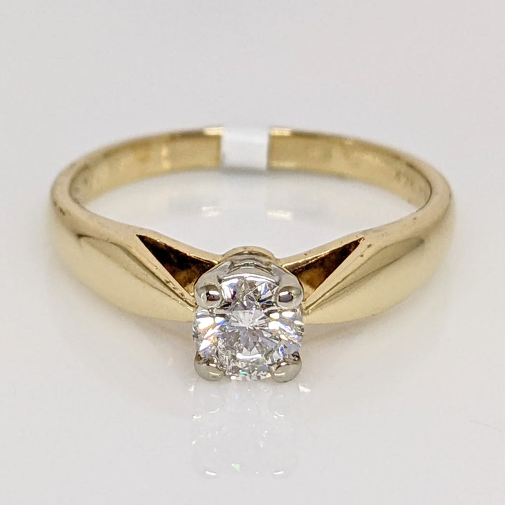 14K .38 CARAT TOTAL I1 H DIAMOND ROUND RAISED SHANK SOLITAIRE ESTATE RING 2.9 GRAMS