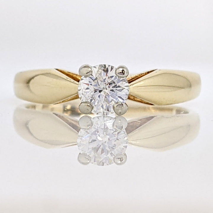 14K .38 CARAT TOTAL I1 H DIAMOND ROUND RAISED SHANK SOLITAIRE ESTATE RING 2.9 GRAMS