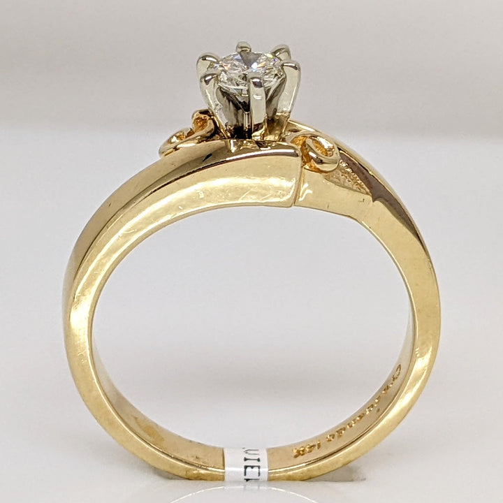 14K .23 CARAT TOTAL SI2 I DIAMOND ROUND BYPASS SOLITAIRE ESTATE RING
