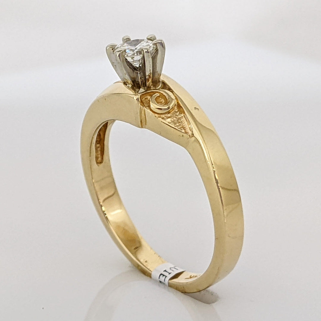 14K .23 CARAT TOTAL SI2 I DIAMOND ROUND BYPASS SOLITAIRE ESTATE RING