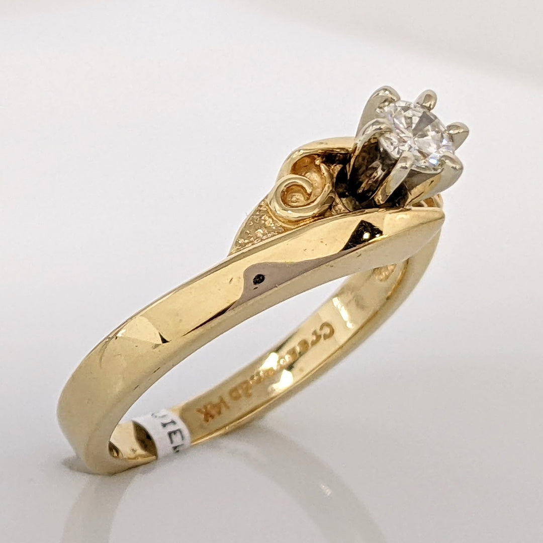 14K .23 CARAT TOTAL SI2 I DIAMOND ROUND BYPASS SOLITAIRE ESTATE RING