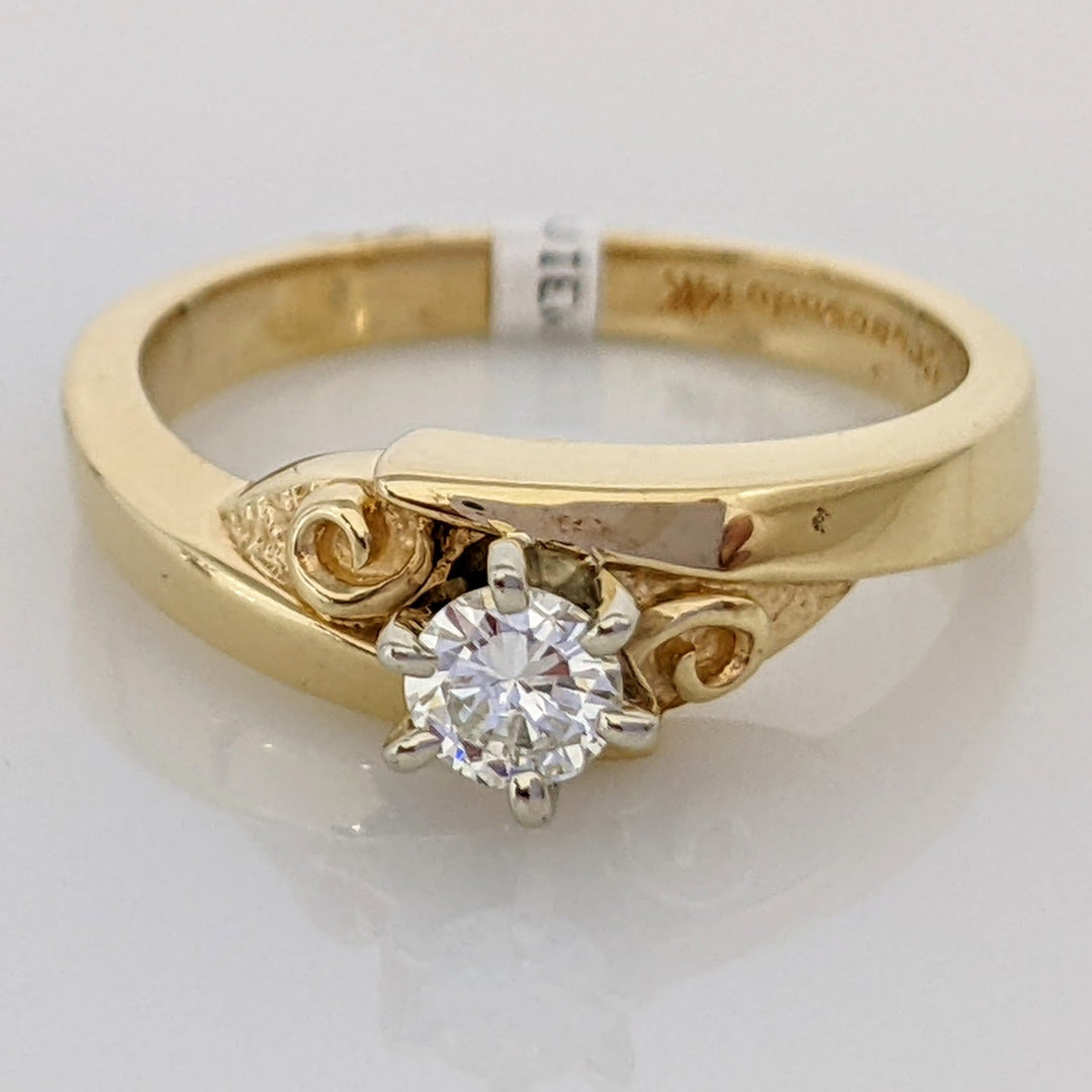 14K .23 CARAT TOTAL SI2 I DIAMOND ROUND BYPASS SOLITAIRE ESTATE RING