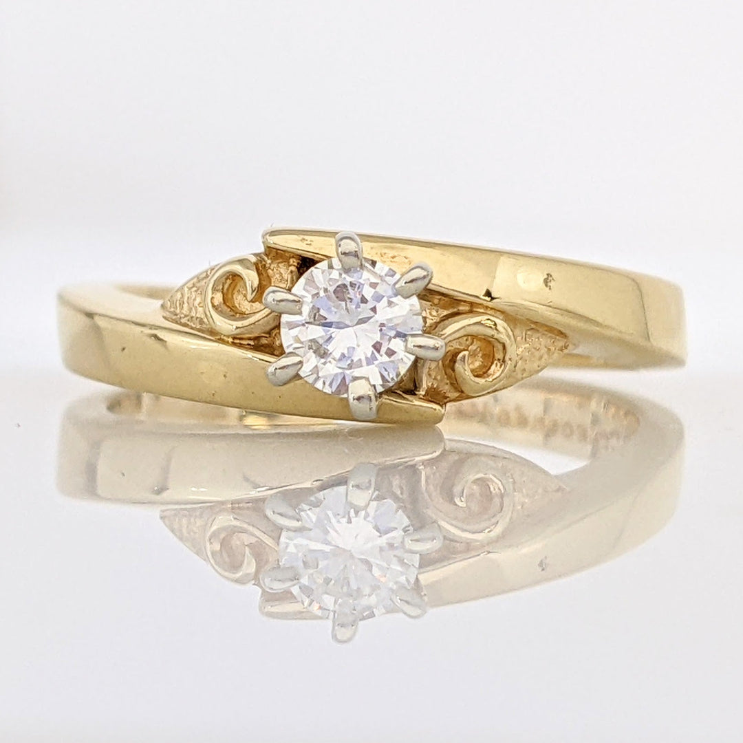 14K .23 CARAT TOTAL SI2 I DIAMOND ROUND BYPASS SOLITAIRE ESTATE RING