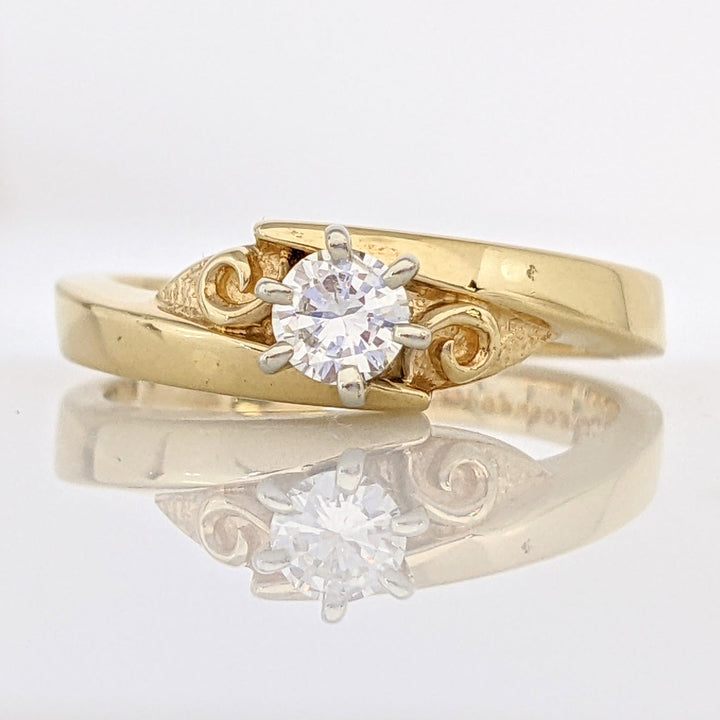 14K .23 CARAT TOTAL SI2 I DIAMOND ROUND BYPASS SOLITAIRE ESTATE RING