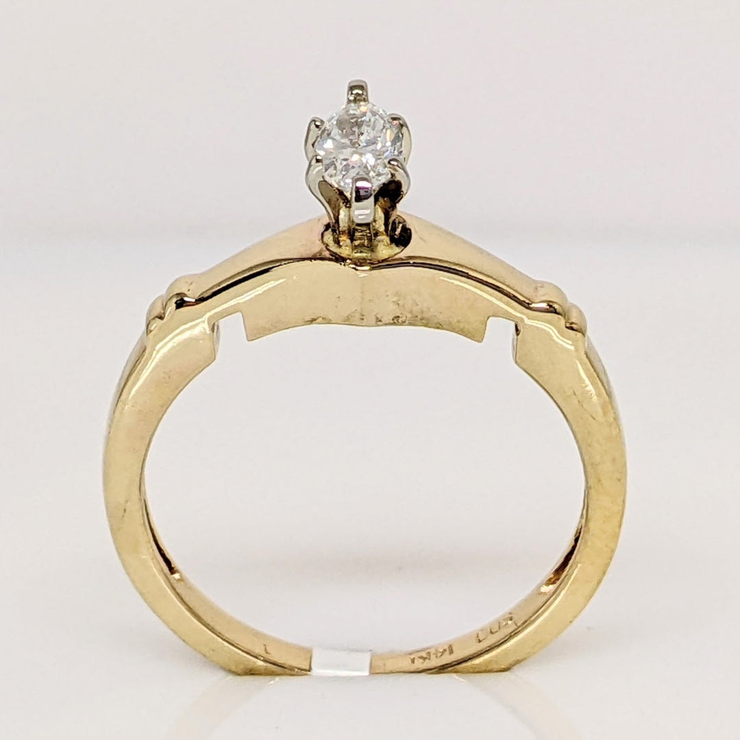 14K .26 CARAT TOTAL SI1 H-I MARQUISE DIAMOND SOLITAIRE ESTATE RING 3.1 GRAMS