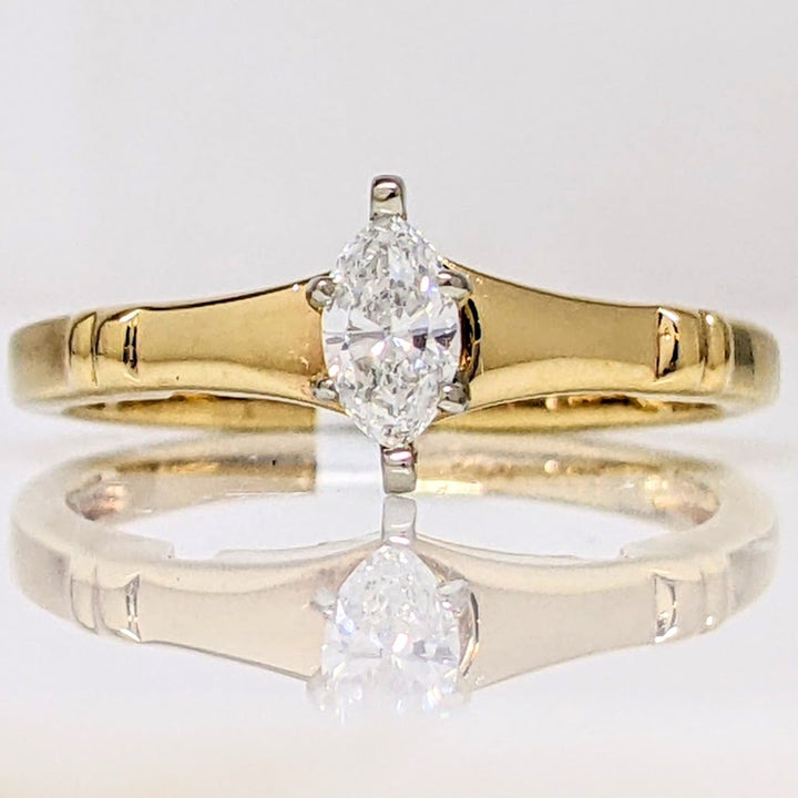 14K .26 CARAT TOTAL SI1 H-I MARQUISE DIAMOND SOLITAIRE ESTATE RING 3.1 GRAMS