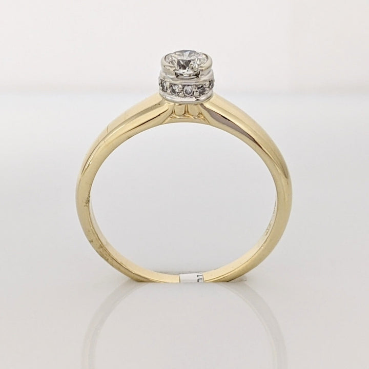 14K .36 CARAT TOTAL WEIGHT I1 J DIAMOND ROUND (11) BEZEL ESTATE RING 3.3 GRAMS