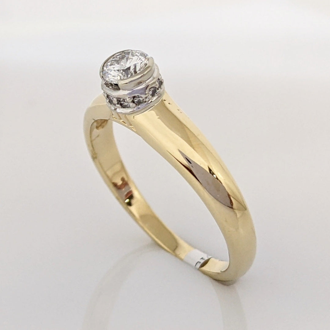 14K .36 CARAT TOTAL WEIGHT I1 J DIAMOND ROUND (11) BEZEL ESTATE RING 3.3 GRAMS