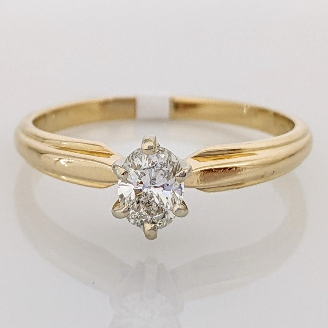 14K .34 CARAT TOTAL SI3 H DIAMOND OVAL SOLITAIRE ESTATE RING 2.1 GRAMS
