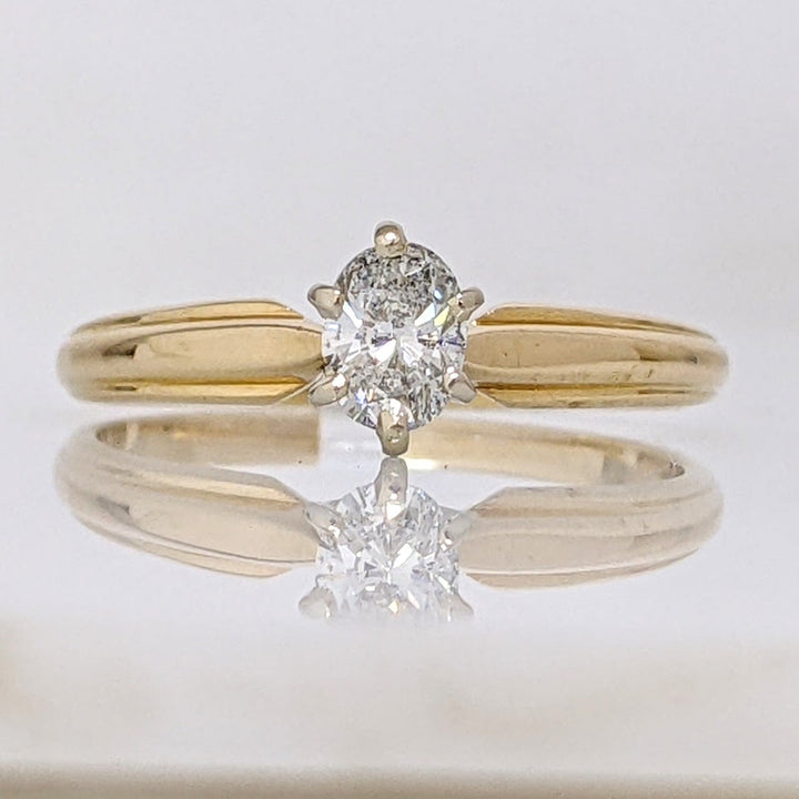14K .34 CARAT TOTAL SI3 H DIAMOND OVAL SOLITAIRE ESTATE RING 2.1 GRAMS