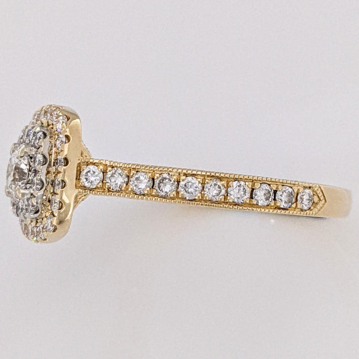 14K .73 CARAT TOTAL WEIGHT SI2 H DIAMOND ROUND (68) DOUBLE HALO ESTATE RING 4.4 GRAMS