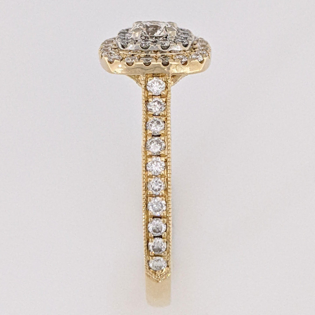 14K .73 CARAT TOTAL WEIGHT SI2 H DIAMOND ROUND (68) DOUBLE HALO ESTATE RING 4.4 GRAMS