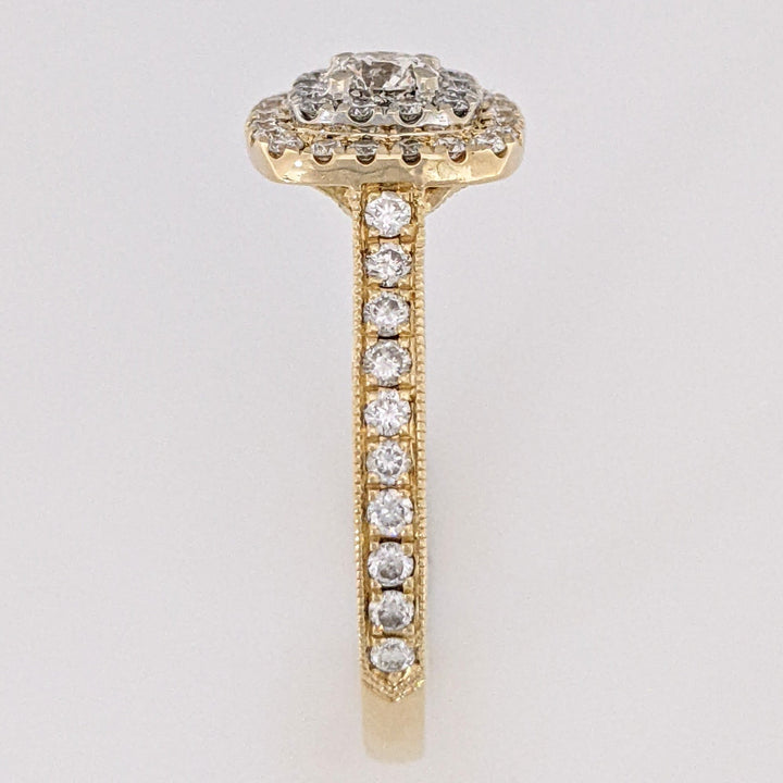 14K .73 CARAT TOTAL WEIGHT SI2 H DIAMOND ROUND (68) DOUBLE HALO ESTATE RING 4.4 GRAMS