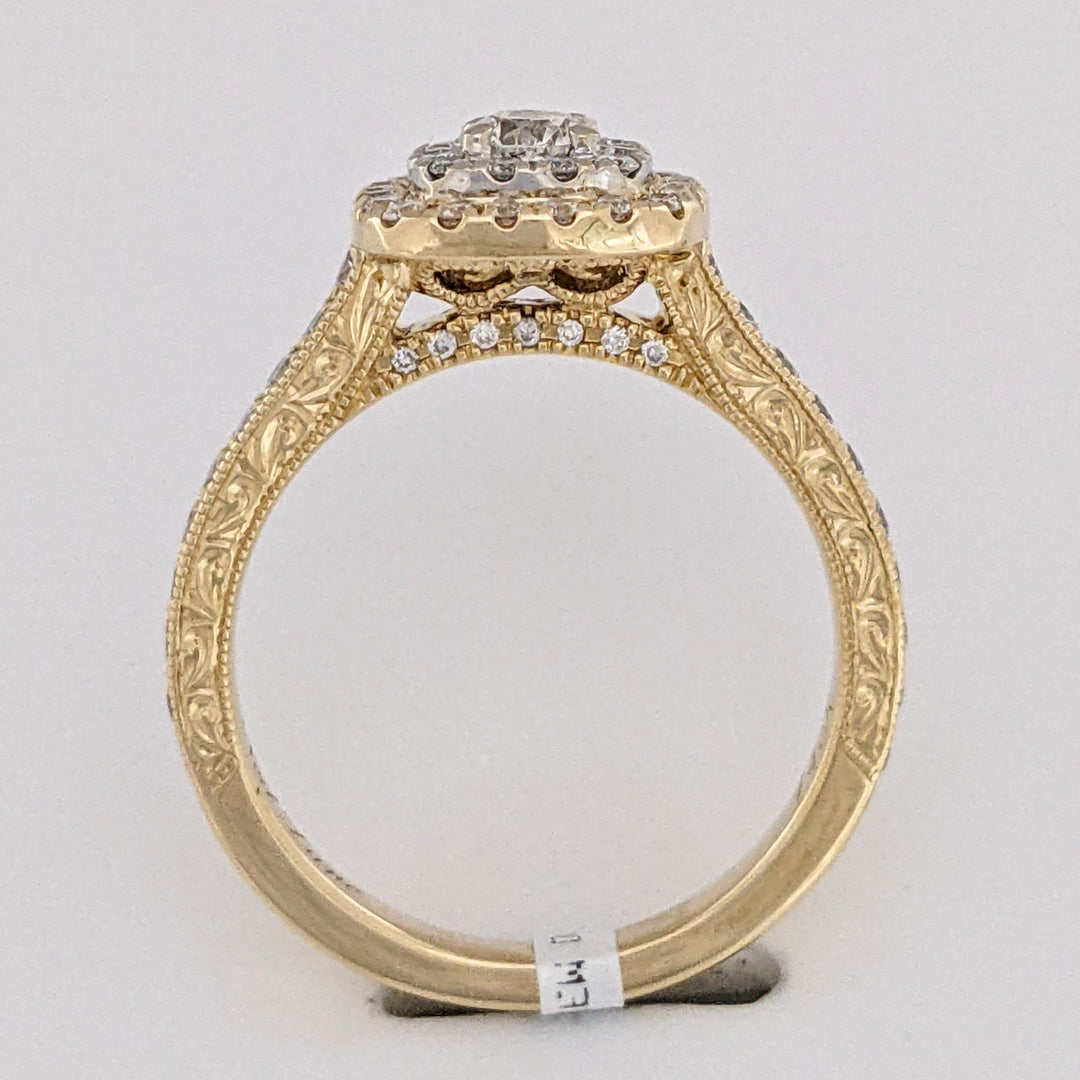 14K .73 CARAT TOTAL WEIGHT SI2 H DIAMOND ROUND (68) DOUBLE HALO ESTATE RING 4.4 GRAMS