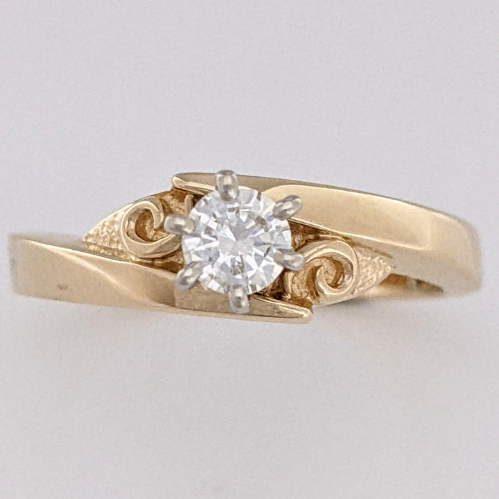 14K .23 CARAT TOTAL SI2 I DIAMOND ROUND BYPASS SOLITAIRE ESTATE RING