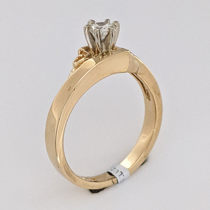 14K .23 CARAT TOTAL SI2 I DIAMOND ROUND BYPASS SOLITAIRE ESTATE RING