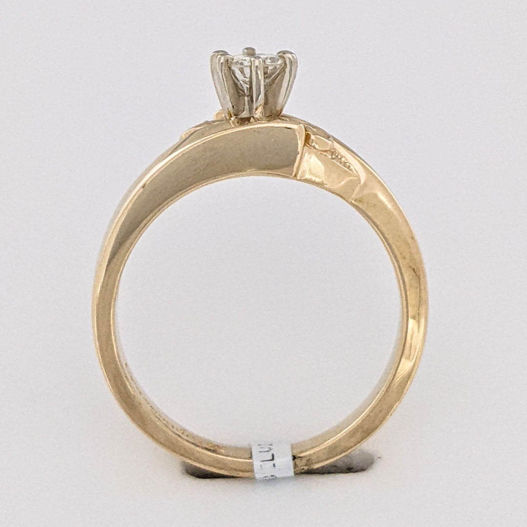 14K .23 CARAT TOTAL SI2 I DIAMOND ROUND BYPASS SOLITAIRE ESTATE RING