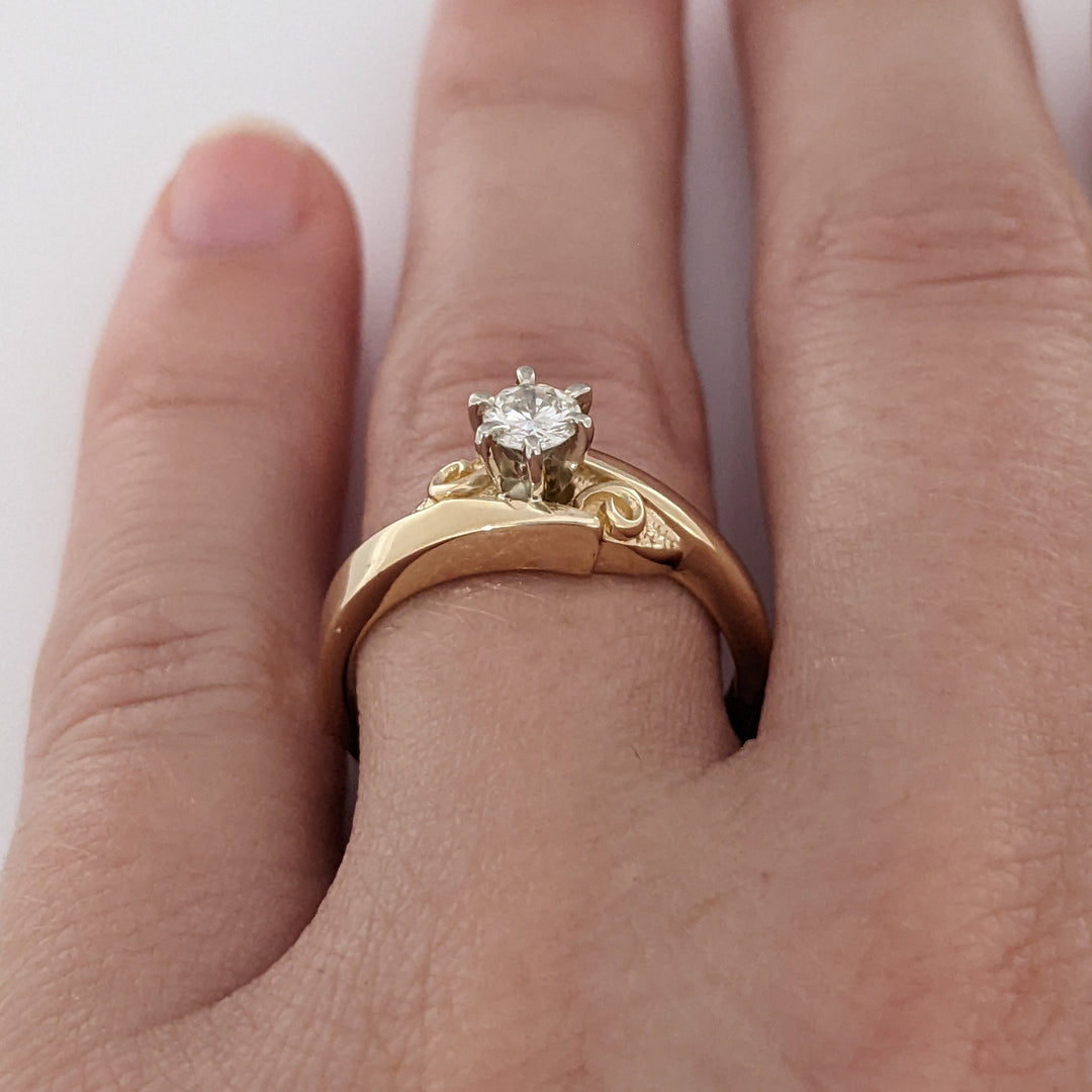 14K .23 CARAT TOTAL SI2 I DIAMOND ROUND BYPASS SOLITAIRE ESTATE RING