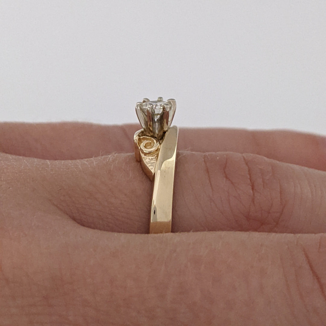 14K .23 CARAT TOTAL SI2 I DIAMOND ROUND BYPASS SOLITAIRE ESTATE RING