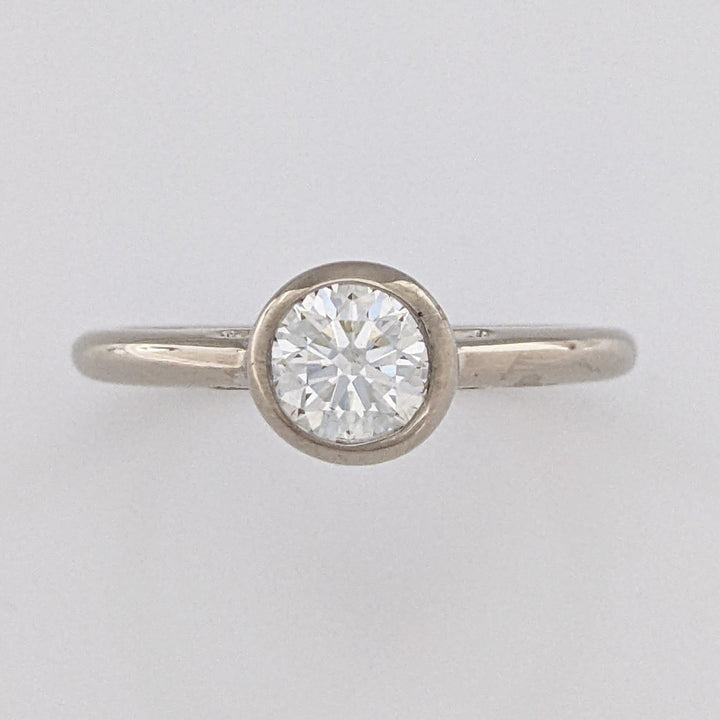 14K WHITE .72 CARAT TOTAL VS2 J DIAMOND ROUND ESTATE BEZEL RING 3.5 GRAMS