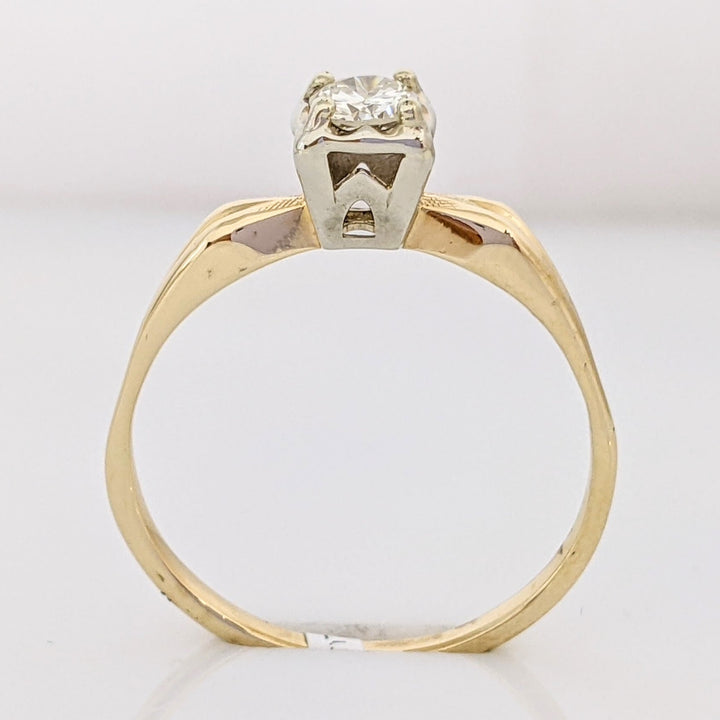 14K .16 CARAT TOTAL SI1 G ROUND DIAMOND BOXHEAD ILLUSION SOLITAIRE ESTATE RING 2.6 GRAMS